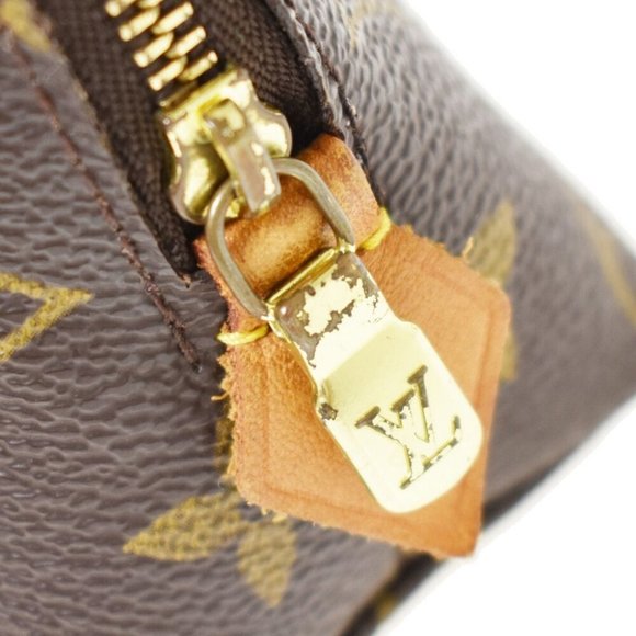 AUTH LOUIS VUITTON Pochette Cosmetic Pouch Bag Monogram Leather Brown - Picture 7 of 10